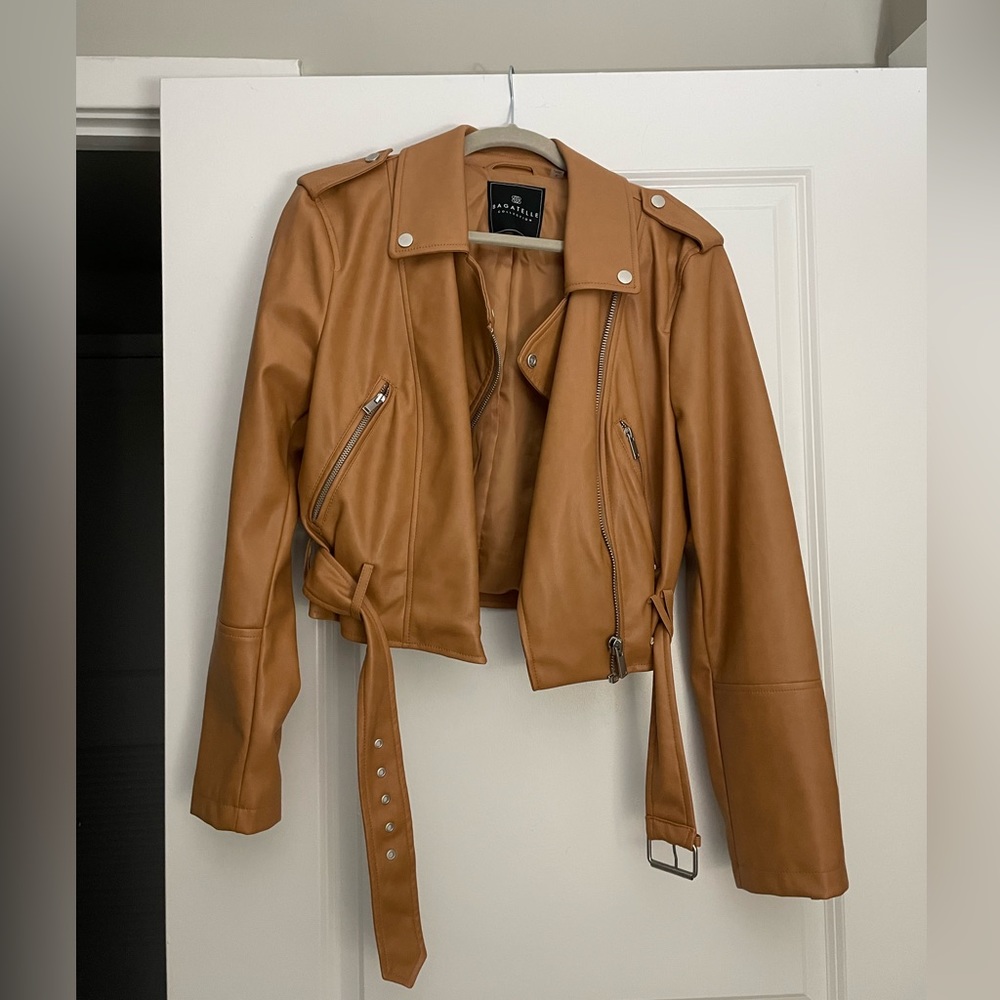 Bagatelle Caramel Leather Jacket. Size L